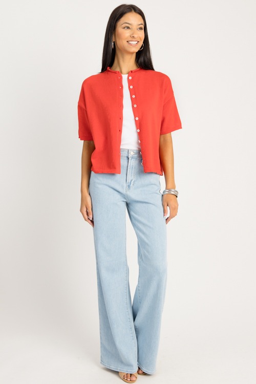 Renee Button Up Sweater, Red