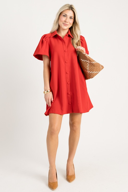 Polly Shirt Dress, Red