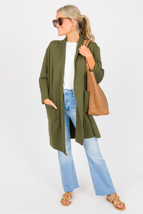 Shawl Sweater Cardigan, Olive
