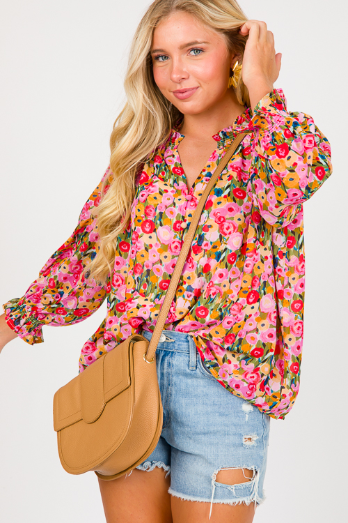 Painted Posies Blouse, Berry