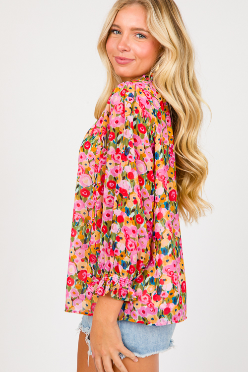 Painted Posies Blouse, Berry