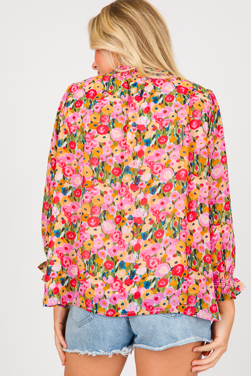 Painted Posies Blouse, Berry