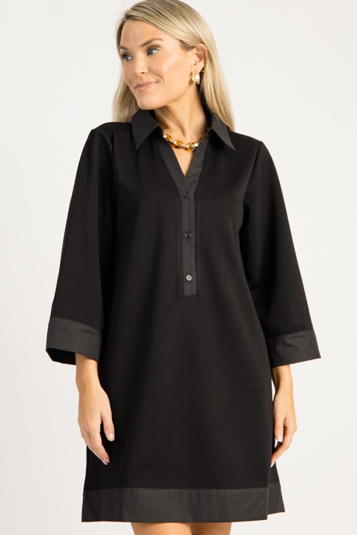 Mix Media Shirt Dress, Black - 0828-33.jpg