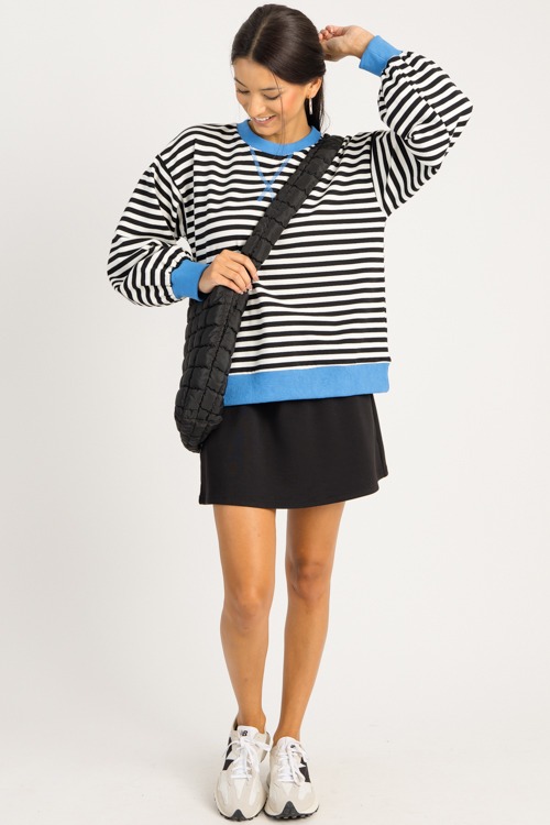 Avery Stripe Sweatshirt, Ivory/Black