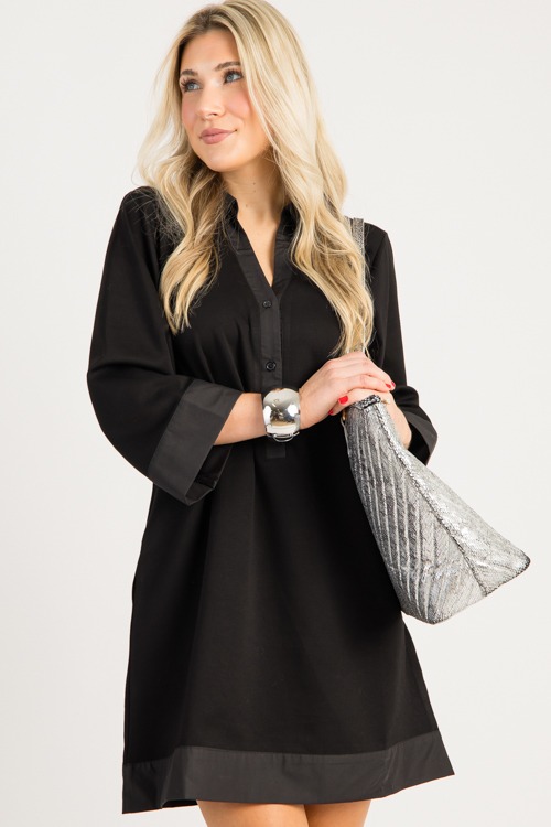 Mix Media Shirt Dress, Black - 0828-44.jpg