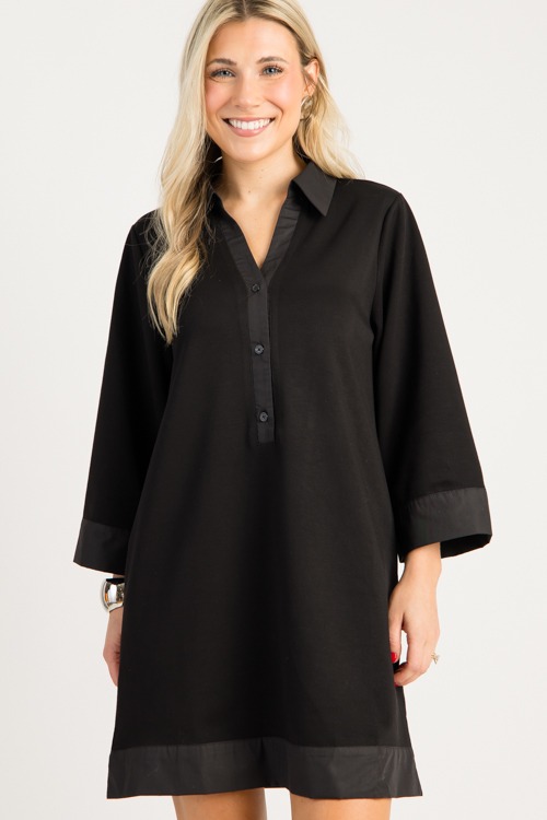 Mix Media Shirt Dress, Black - 0828-45.jpg