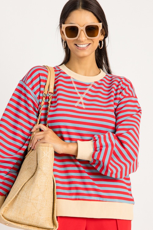 Avery Stripe Sweatshirt, Blue/Red - 0828-46p.jpg