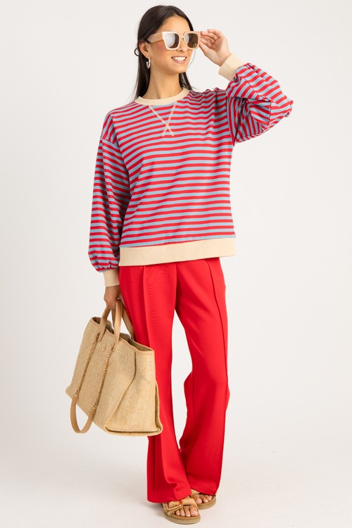 Avery Stripe Sweatshirt, Blue/Red
