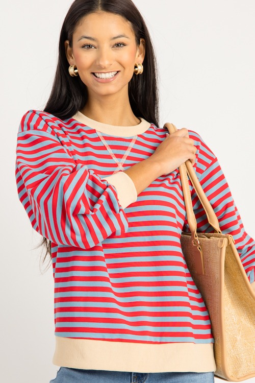 Avery Stripe Sweatshirt, Blue/Red - 0828-52.jpg