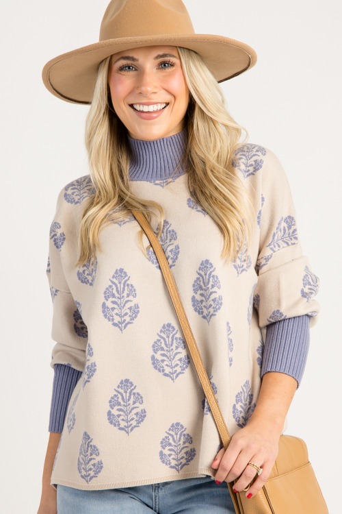 Floral Block Print Sweater, Ecru - 0828-55h.jpg
