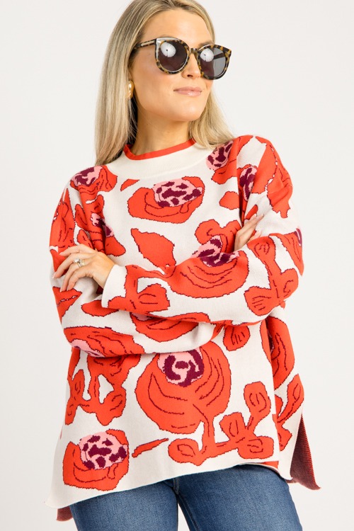 Chic Abstract Sweater, Cream