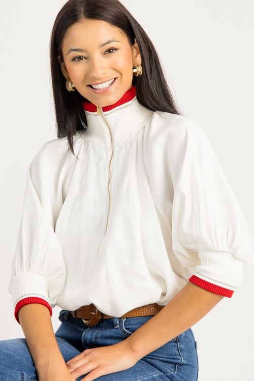 Sara Shimmer Top, White