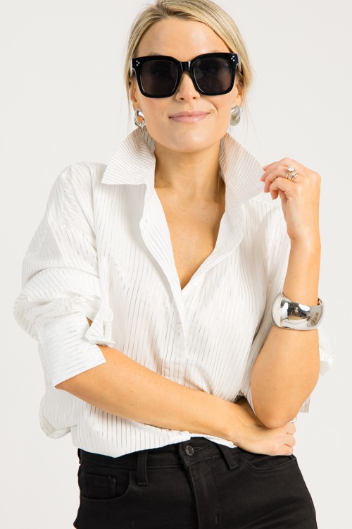 Metallic Striped Button Down, White - 0828-92h.jpg