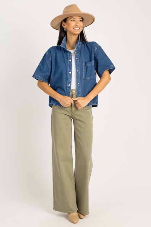Mia Denim Button Top