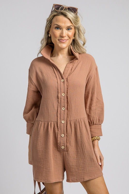 Button Up Gauze Romper, Brown - 0829-118.jpg