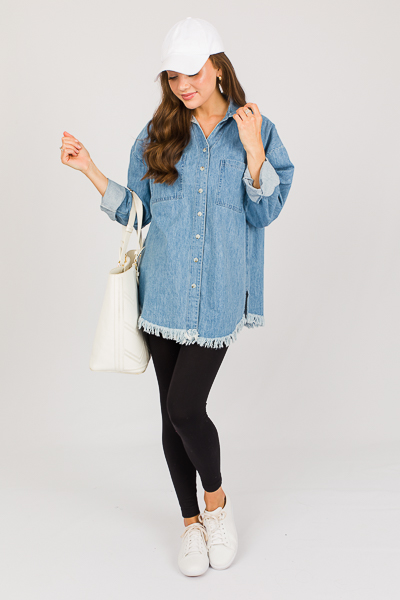 Fringe Hem Denim Tunic