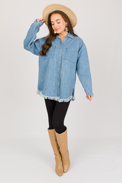 Fringe Hem Denim Tunic