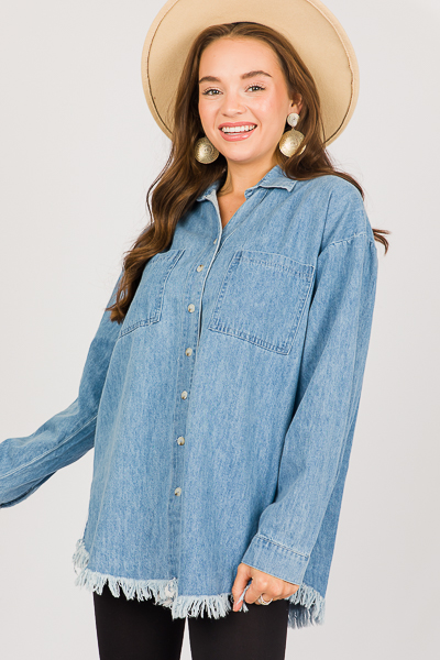 Fringe Hem Denim Tunic