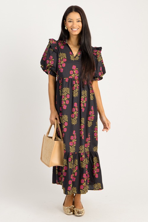 Best Wishes Floral Maxi, Black