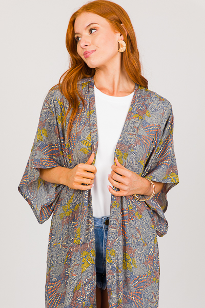 Stars Aligned Kimono, Blue Grey