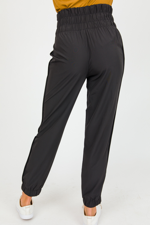 Smock Waist Joggers, Black