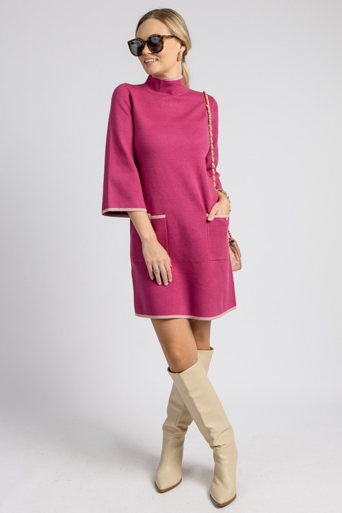 Clara Sweater Dress, Berry/Pink