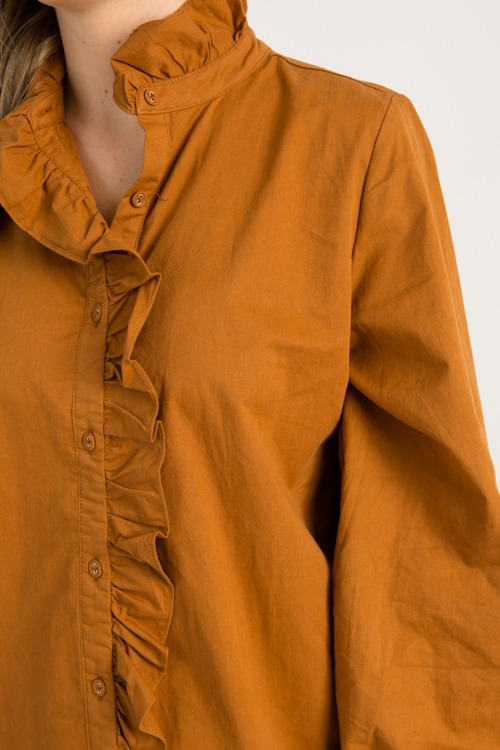 Ruffle Button Blouse, Toffee - 0829-84.jpg