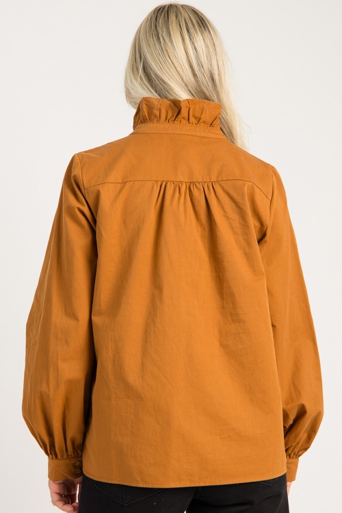 Ruffle Button Blouse, Toffee - 0829-86.jpg