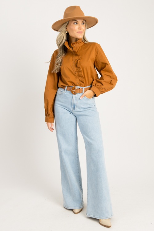 Ruffle Button Blouse, Toffee - 0829-88.jpg