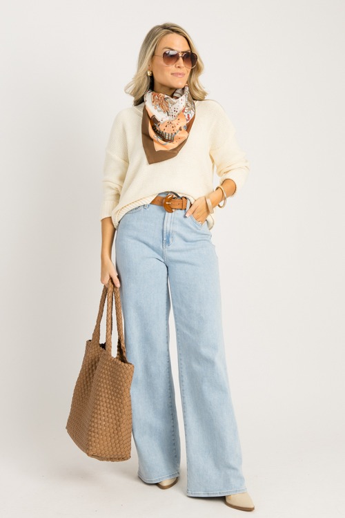 Anna V-Neck Sweater, Natural