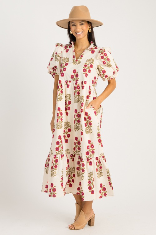 Best Wishes Floral Maxi, Red Ecru