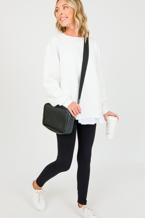 Quilted Squares Sweatshirt, Off White
