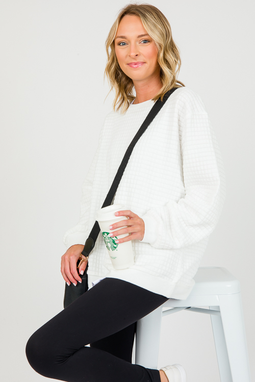Quilted Squares Sweatshirt, Off White