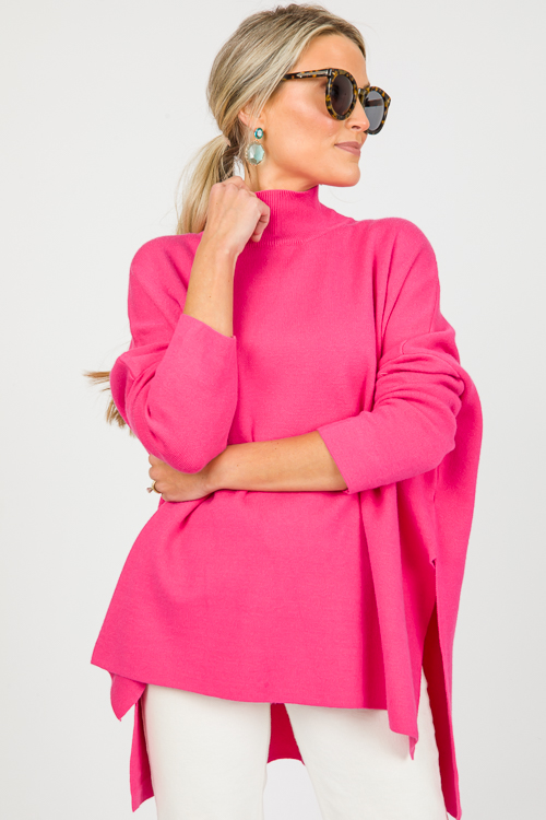 Mckenna Mock Sweater, Hot Pink