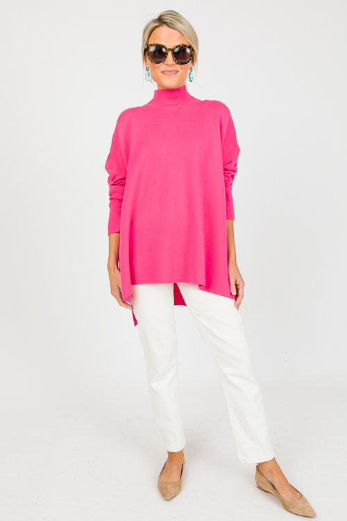 Mckenna Mock Sweater, Hot Pink