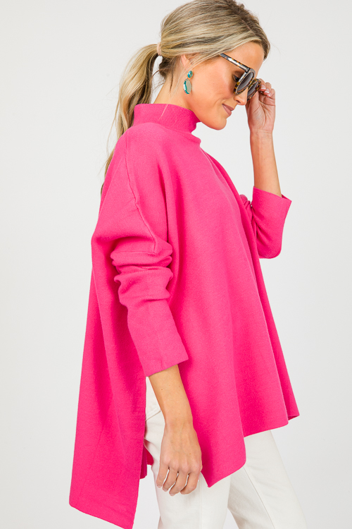 Mckenna Mock Sweater, Hot Pink