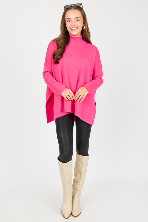 Mckenna Mock Sweater, Hot Pink