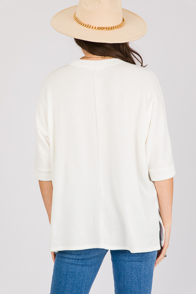 Kaleigh Rib Texture Top, Ivory