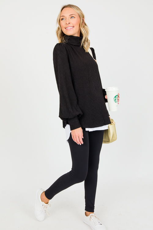 Cable Knit Turtleneck, Black