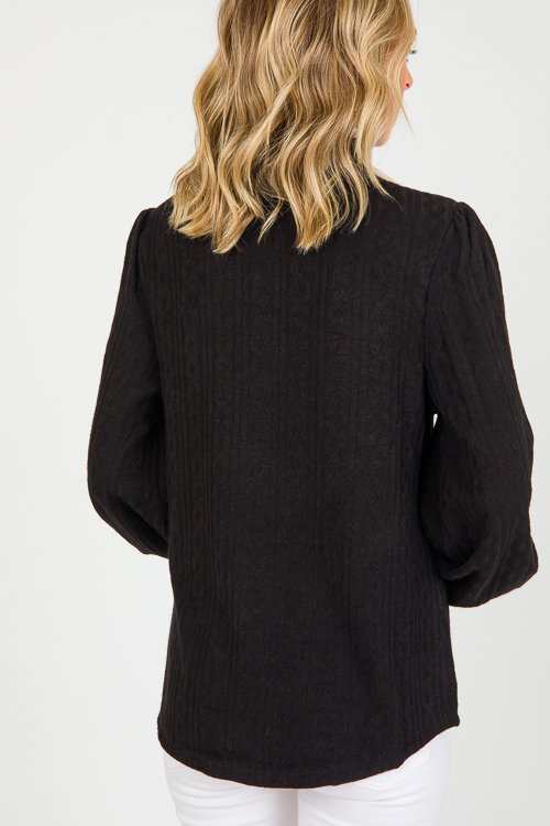 Cable Knit Turtleneck, Black