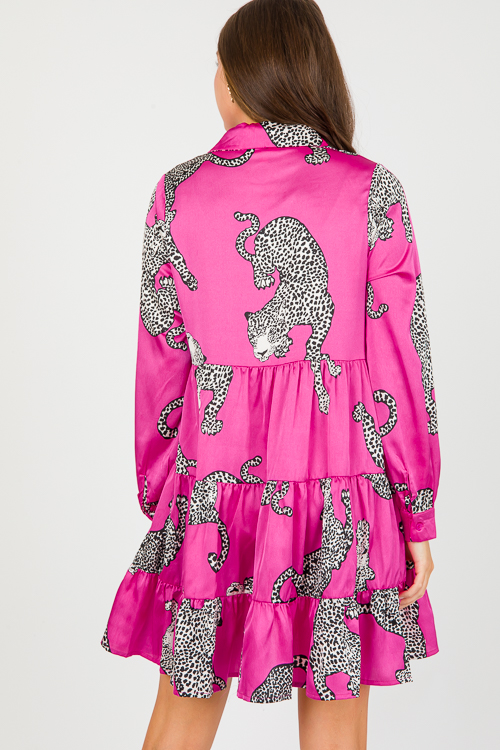 Snow Leopard Print Dress, Magenta