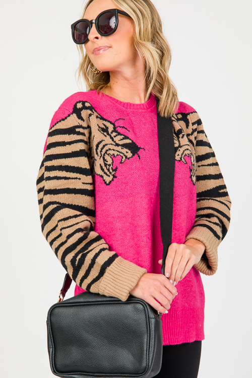 Tiger Sleeve Sweater, Fuchsia