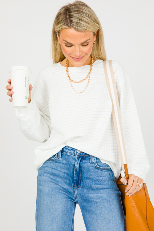 Quilted Squares Sweatshirt, Off White
