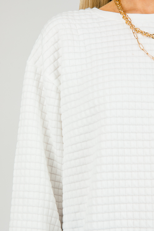 Quilted Squares Sweatshirt, Off White