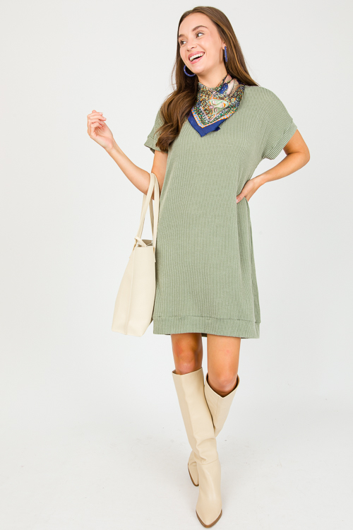 Rib Texture Dress, Army