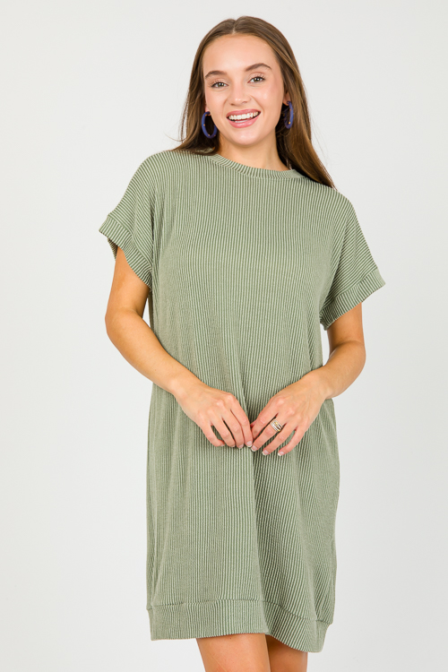 Rib Texture Dress, Army