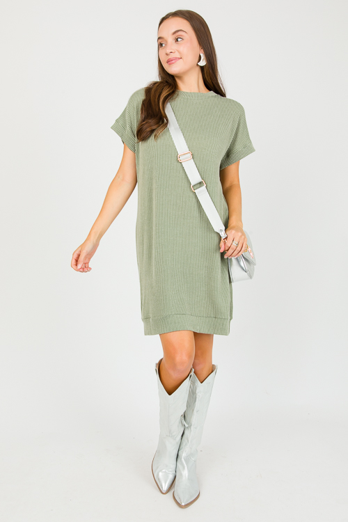 Rib Texture Dress, Army