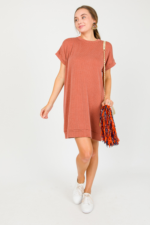Rib Texture Dress, Hazelnut