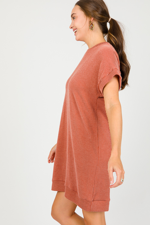 Rib Texture Dress, Hazelnut