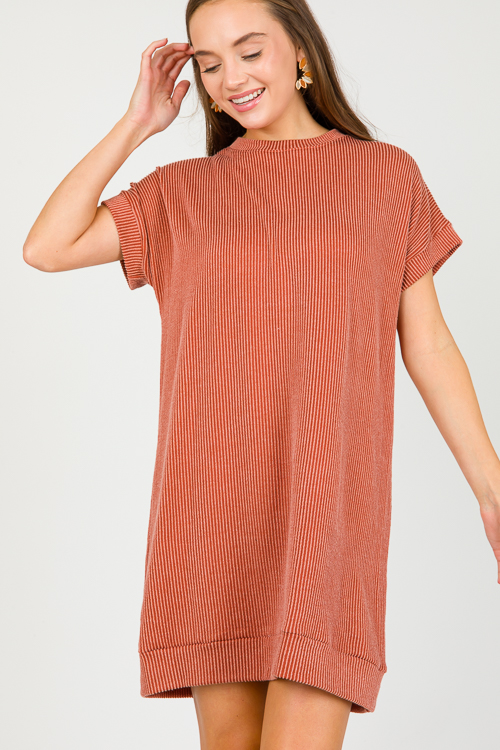 Rib Texture Dress, Hazelnut